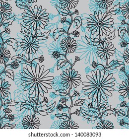 Vector seamless floral pattern. Endless texture with flowers.