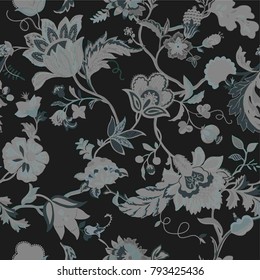 
vector seamless Floral pattern, excellent chrysanthemum, drawn by hand in the traditional Oriental style, free brush, ink and watercolor. Modern retro daisy flower , grunge check graphic pattern 

