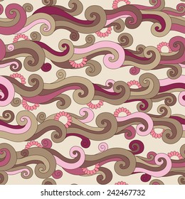 Vector seamless floral pattern with fantasy plants and flowers, pattern can be used for wallpaper, pattern fills, web page background, surface textures 