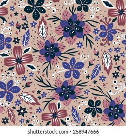 vector seamless floral pattern with fantasy abstract blooms
