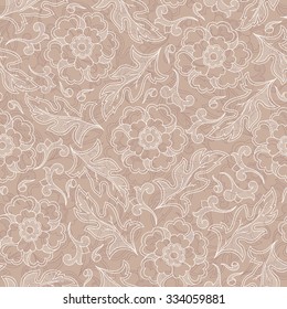 vector seamless floral pattern with fantasy blooming flowers. Doodle hand drawn style