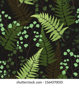 Vector seamless floral pattern with fern leaves