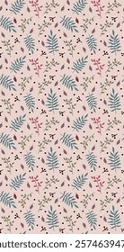 Vector seamless floral pattern with fern leaves