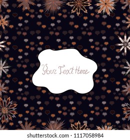 Vector seamless floral pattern. Flowers of the valley on black, brown and white colors.
