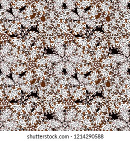 Vector seamless floral pattern. Flowers of the valley on white, black and brown colors.