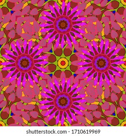 Vector seamless floral pattern. Flowers of the valley on pink, red and magenta colors.