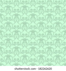 Vector seamless  floral pattern. Flowers on a green background.