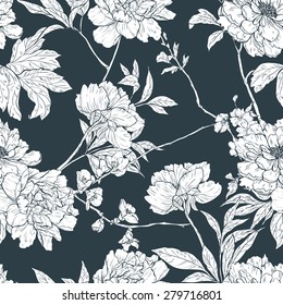 Vector seamless floral pattern with flowers.