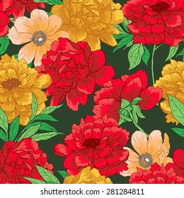 Vector seamless floral pattern with flowers.