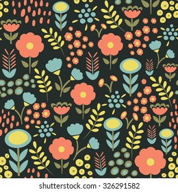 Vector seamless floral pattern. Flowers texture and background. Can be used for wallpaper, pattern fills, web page background, surface textures.
