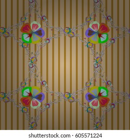 Vector seamless floral pattern with flowers and leaves in beige and blue colors.