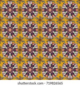 Vector seamless floral pattern with flowers, leaves, decorative elements, splash, blots, drop Hand drawn contour lines and strokes Doodle sketch style, graphic vector drawing illustration.