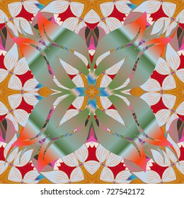 Vector seamless floral pattern. Flowers of the valley on neutral, beige and green colors.