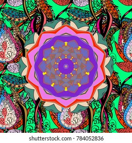 Vector seamless floral pattern with flowers, leaves, decorative elements, splash, blots, drop Hand drawn contour lines and strokes Doodle sketch style, graphic vector drawing illustration.