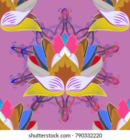 Vector seamless floral pattern with flowers, leaves, decorative elements, splash, blots, drop Hand drawn contour lines and strokes Doodle sketch style, graphic vector drawing illustration.