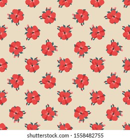 Vector seamless floral pattern in free drawing style. Beautiful background with flowers for design, print on paper and textile.