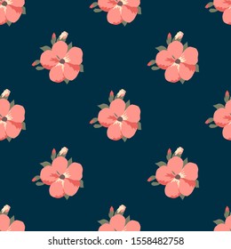 Vector seamless floral pattern in free drawing style. Beautiful background with flowers for design, print on paper and textile.