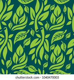 Vector seamless floral pattern, freehand drawing leafs