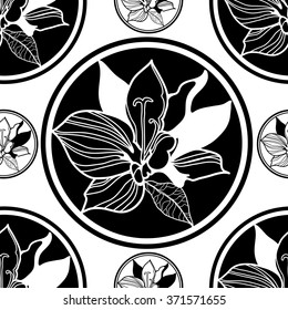 Vector seamless floral pattern, freehand drawing - flowers and leafs