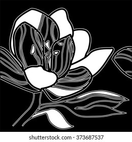 Vector seamless floral pattern, freehand drawing - flowers and leafs