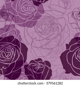 Vector seamless floral pattern, freehand drawing - flowers and leafs