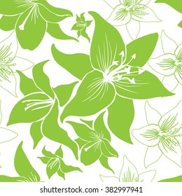  Vector seamless floral pattern, freehand drawing - flowers and leafs