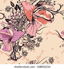 vector seamless floral  pattern with gladiolus