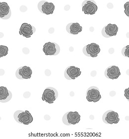 Vector seamless floral pattern with gray roses, watercolor effect.