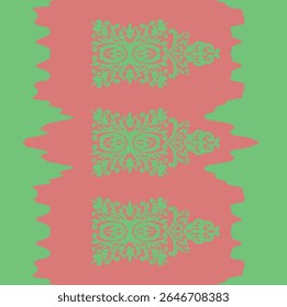 Vetor de padrão floral contínuo com cor vermelha verde-cinza. 