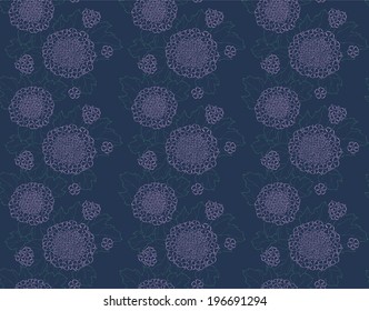vector seamless floral pattern with guelder rose inflorescences in dark colors 