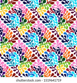 Vector Seamless Floral Pattern. Hand drawn Mexican otomi style embroidery pattern