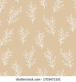 Vector seamless floral pattern with hand drawn small branches. Cute simple design for wallpaper, fabric, textile, wrapping paper