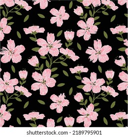 Vector Seamless Floral Pattern. Hand Drawn Texture with Flowers