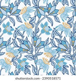 Vector Seamless Floral Pattern. Hand Drawn Floral Texture, Decorative Flowers	
