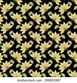 Vector Seamless Floral Pattern. Hand Drawn Floral Texture, Decorative Flowers, Coloring Book