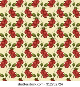 Vector Seamless Floral Pattern. Hand Drawn Floral Texture, Decorative Flowers, Coloring Book