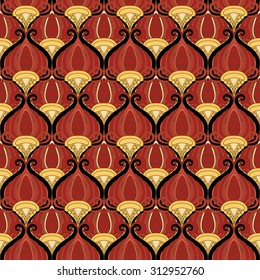 Vector Seamless Floral Pattern. Hand Drawn Floral Texture, Decorative Flowers, Coloring Book