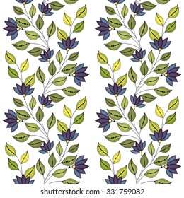 Vector Seamless Floral Pattern. Hand Drawn Floral Texture, Decorative Flowers, Coloring Book