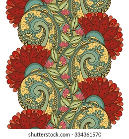 Vector Seamless Floral Pattern. Hand Drawn Floral Texture, Decorative Flowers, Coloring Book