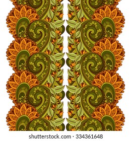 Vector Seamless Floral Pattern. Hand Drawn Floral Texture, Decorative Flowers, Coloring Book