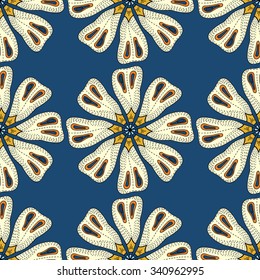 Vector Seamless Floral Pattern. Hand Drawn Floral Texture, Decorative Flowers, Coloring Book