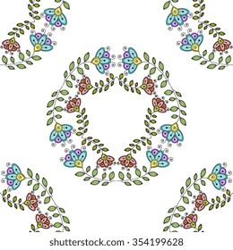 Vector Seamless Floral Pattern. Hand Drawn Floral Texture