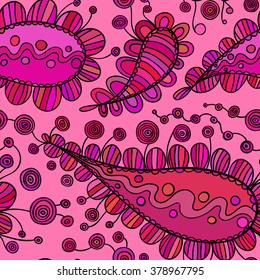 Vector Seamless Floral Pattern. Hand Drawn Texture with paisley, Decorative drawing, Coloring Book