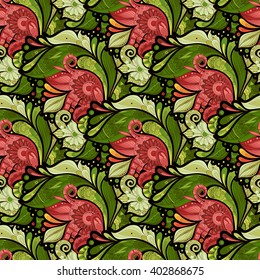 Vector Seamless Floral Pattern. Hand Drawn Texture with Flowers, Paisley Garden Style