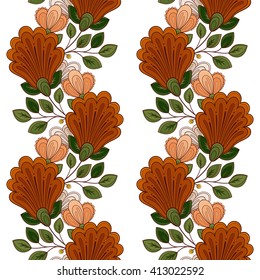 Vector Seamless Floral Pattern. Hand Drawn Texture with Flowers, Paisley Garden Style