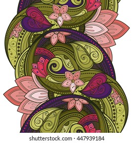 Vector Seamless Floral Pattern. Hand Drawn Texture with Flowers, Paisley Garden Style. Floral Lace for Your Design