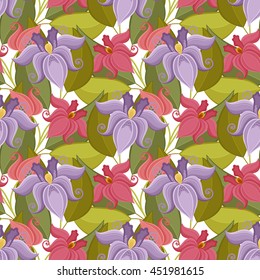 Vector Seamless Floral Pattern. Hand Drawn Texture with Flowers, Paisley Garden Style