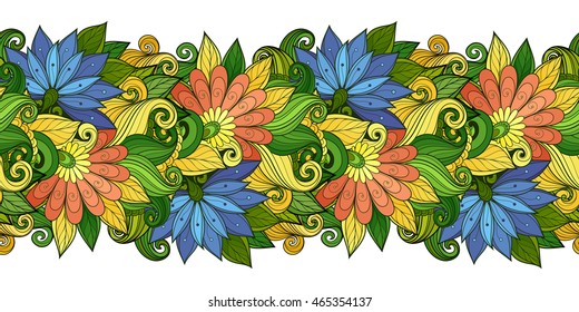 Vector Seamless Floral Pattern. Hand Drawn Texture with Flowers, Paisley Garden Style. Floral Lace for Your Design