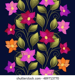 Vector Seamless Floral Pattern. Hand Drawn Texture with Flowers, Paisley Garden Style. Floral Lace for Your Design