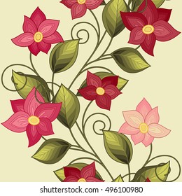 Vector Seamless Floral Pattern. Hand Drawn Texture with Flowers, Paisley Garden Style. Floral Lace for Your Design